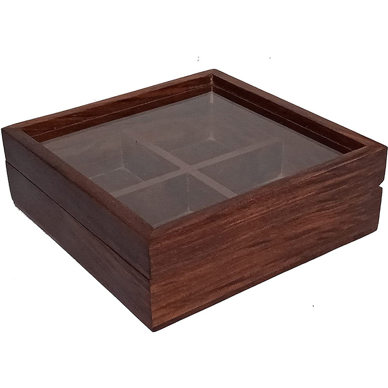 Wooden Storage Box Multi-Grid Storage Box Creative Table Setting Wooden Dustproof Storage Box Display Organizer Storage Box