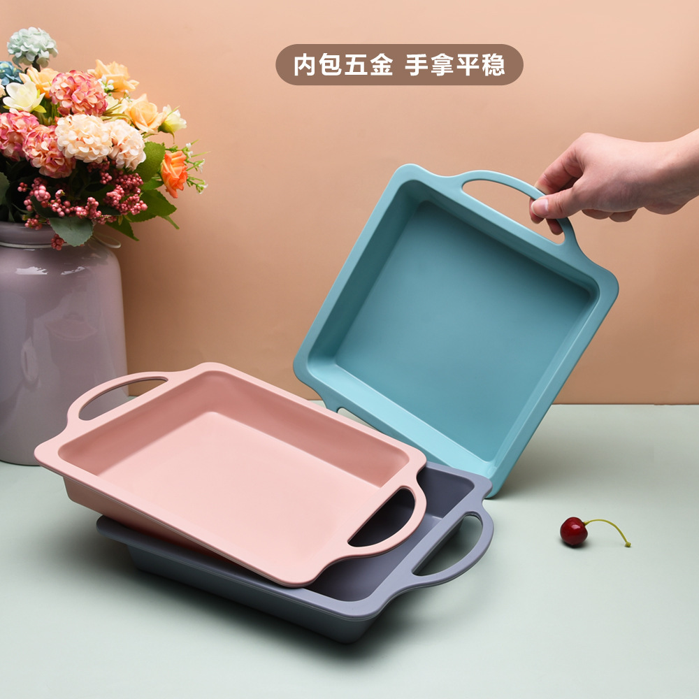 cross-border hot selling square silicone cake mold easily removable mold packs of hardware high temperature resistance silicone baking mold in stock