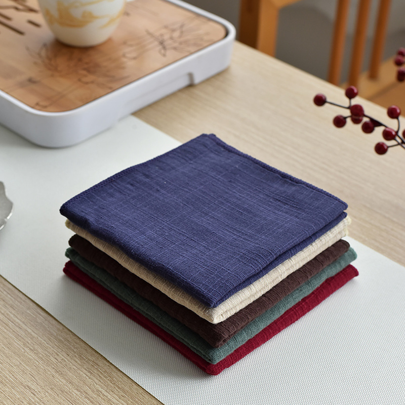 棉麻茶巾日式加厚吸水茶巾禅意功夫茶具毛巾抹布茶具配件可logo批