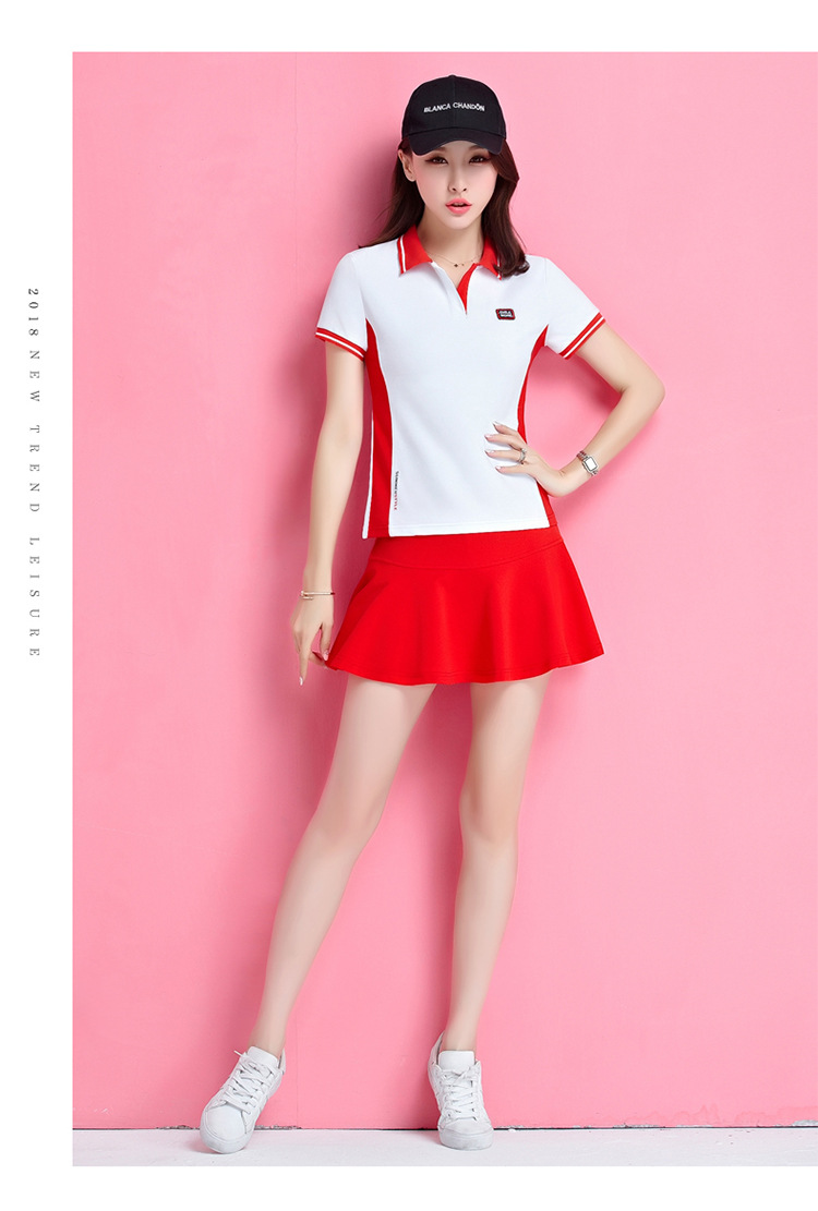 运动套装女夏短款立领短袖网球裙子休闲两件套学生韩版潮夏天衣服