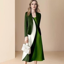 欧美秋季设计感西装套装女2023新款时尚气质外套连衣裙两件套