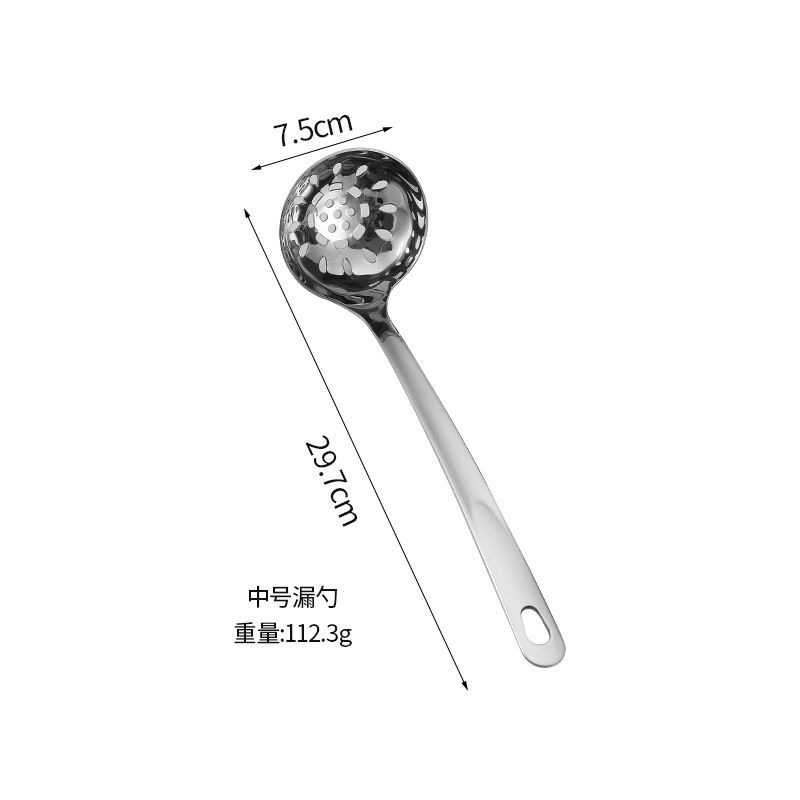 304 Stainless Steel Soup Ladle Kitchenware Suit Household Thickened Long Handle Hot Pot Spoon Restaurant Colander Kitchen Cooking Spoon
