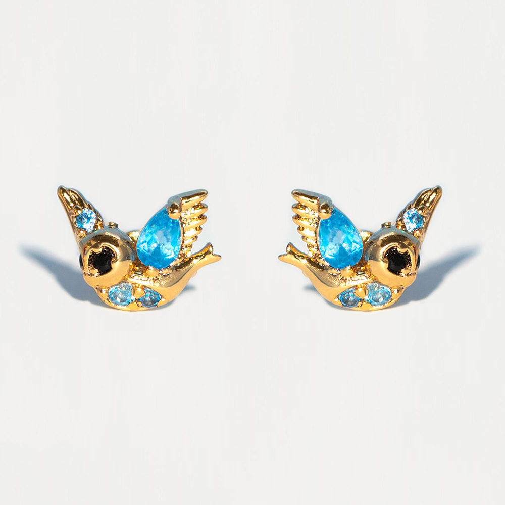 Customized European and American Snowyprincess Fantasy Fairy Tale Characters Exquisite Micro Zircon-Encrusted Stud Earrings Cute Cartoon Earrings Earrings