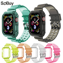 适用苹果手表表带ultra冰川一体带apple watch9透明糖果色iWatch8