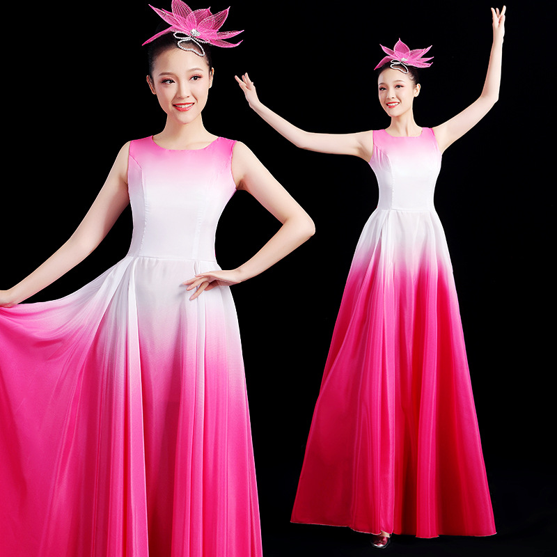 大合唱团演出服女长裙优雅现代舞大摆裙舞蹈服装连衣裙表演古典舞