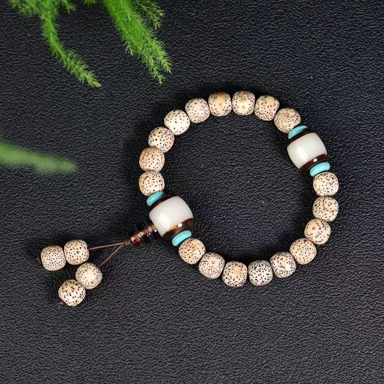 原创星月菩提手链手串 搭配玉化玛瑙三通 松石隔片