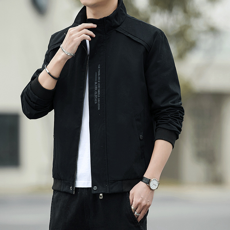 Men's Coat Spring and Autumn Leisure Winter Clothing Jacket 2023 Spring New Work Clothes Clothes Trend Men's Erect-Collar Jacket