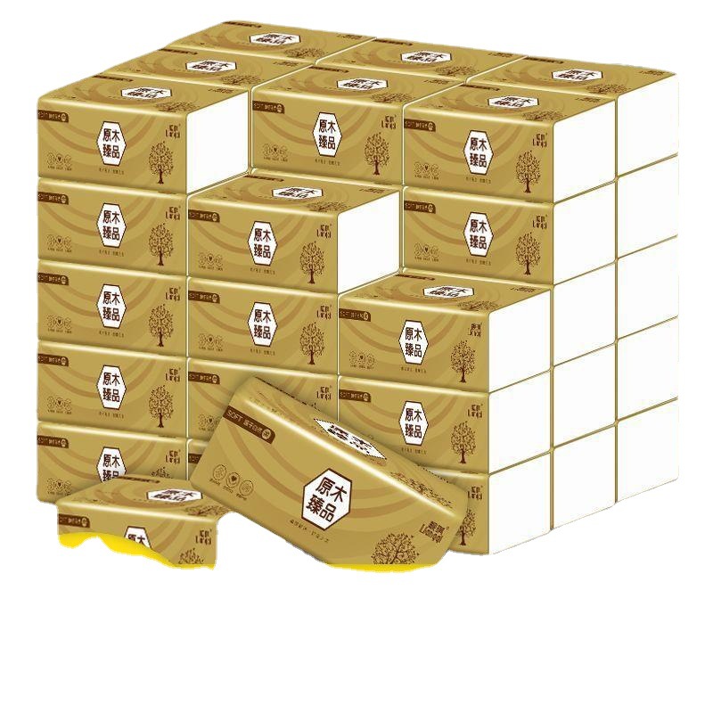 80包整箱一年装原木抽纸整箱批发家用餐厅可湿水纸巾抽纸10包