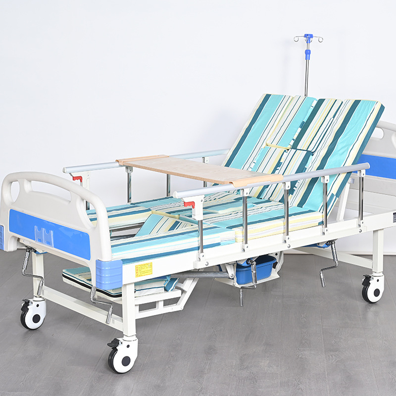 Manual Hospital Bed Therapeutic Bed Elevated Bed Home with Fence Turn-over Multifunctional Nursing Bed Nursing Home Hospital Bed
