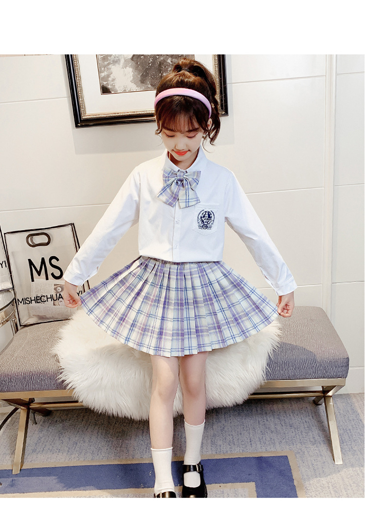 湖州织里童装春装女童jk制服一件代发货源网格子裙学院风儿童套装