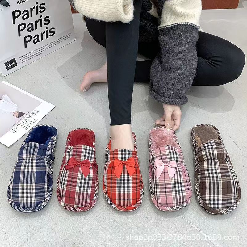 Winter New Couple Men and Women Cotton Slippers Thick Bottom Vintage Plush Slippers Home Indoor Stall Wholesale Non-Slip Resistant