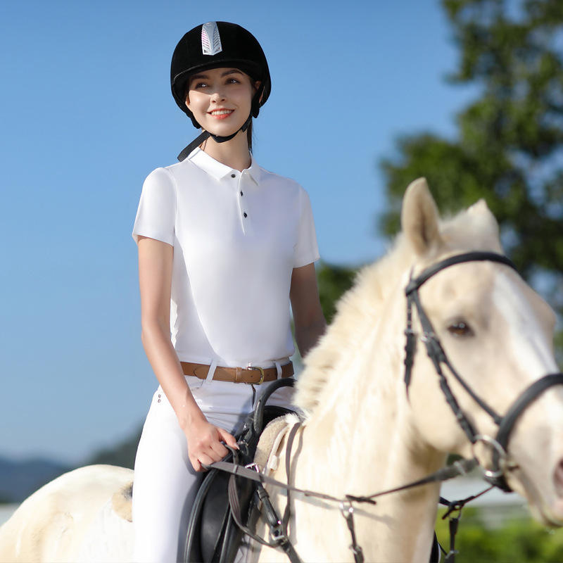 轻奢丝光棉翻领商务polo衫工作服纯色短袖马术定印制工衣刺绣logo