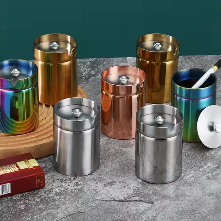 factory fashion car sealed ashtray stainless steel car with lid closed windproof drop-resistant internet bar hotel ktv