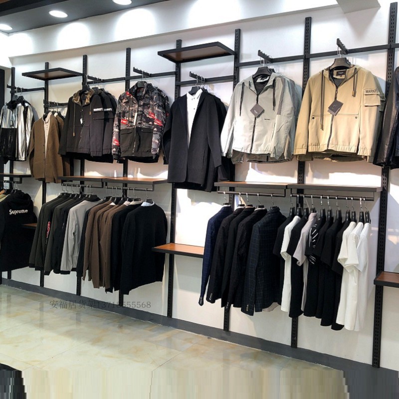 服装店展示架货架装修上墙组合男装女装店正挂侧挂衣服陈列架道具