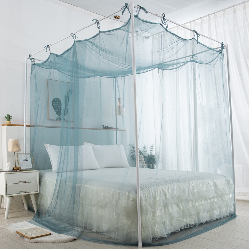 新款防尘顶蚊帐简约风三开门落地宫廷蚊帐便捷安装细密纹纱包邮