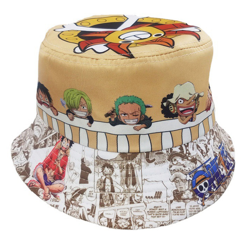 Cross-Border Japanese Anime One Piece Printing Bucket Hat Naruto Men and Women Bucket Hat Dragon Ball Sun Protection Sun Hat