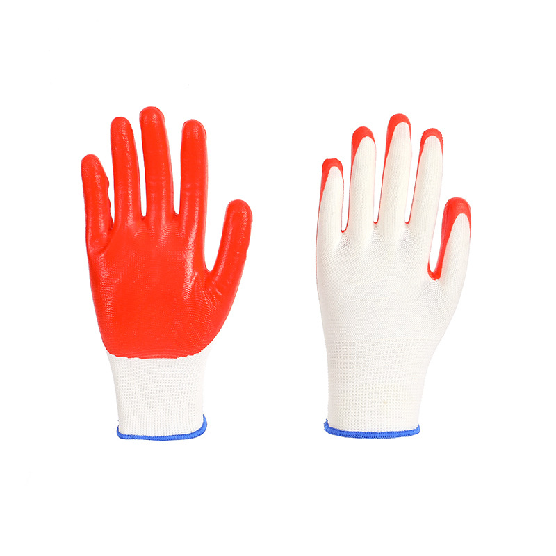 13-Pin Nylon Breathable White Yarn Dipped Nitrile Nitrile Nitrile Construction Site Work Gloves Wear-Resistant Non-Slip Labor Protection Hand