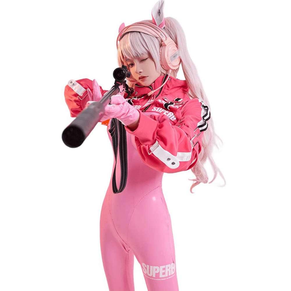 nikke胜利女神 爱丽丝cos粉色紧身连体衣套装cosplay-阿里巴巴