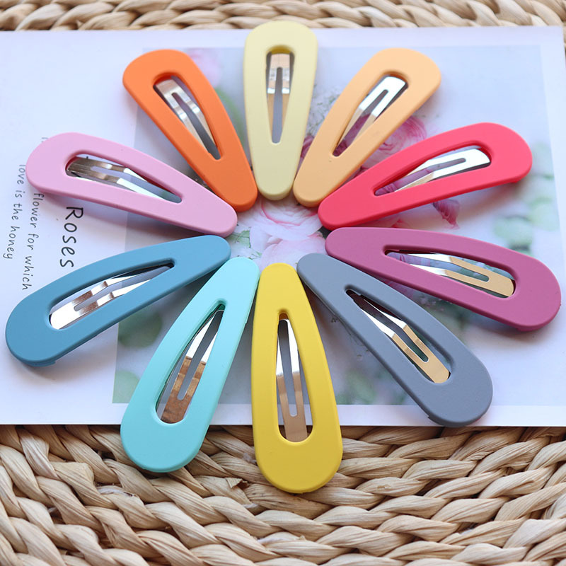 Japanese and Korean Large Candy Color Frosted Hollow Water Drops BB Clip Girl's Heart Forehead Side Clip Colored All-Matching Broken Hairpin