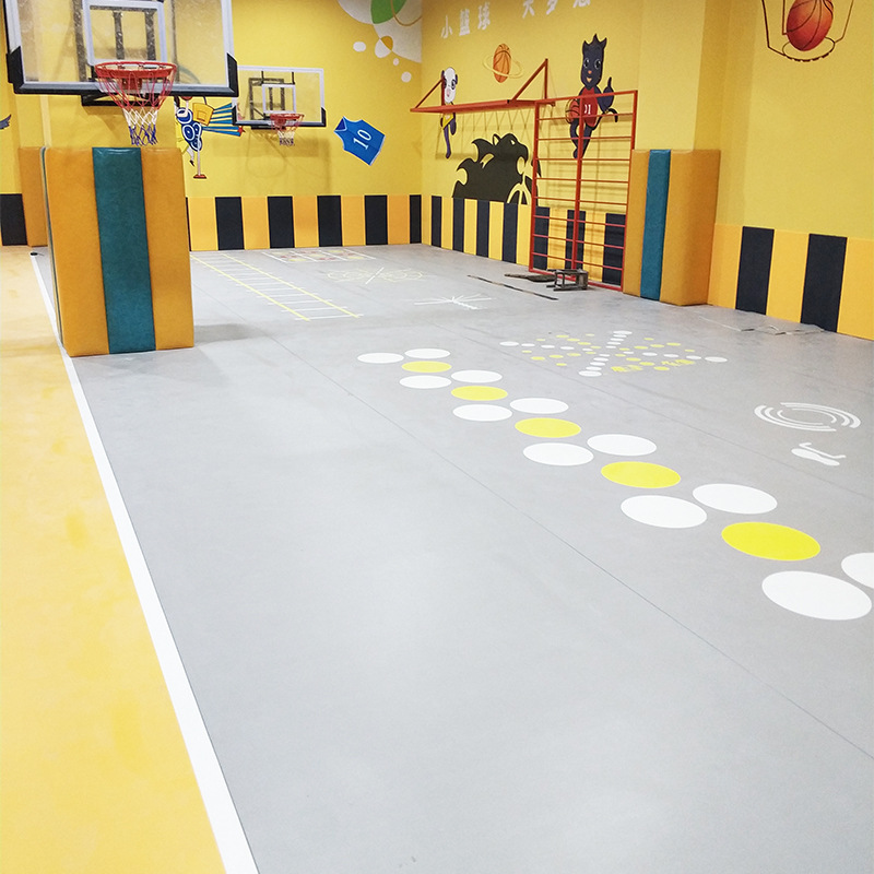 厂家批发pvc塑胶运动地板耐磨防滑私教地胶室内健身房羽毛球场