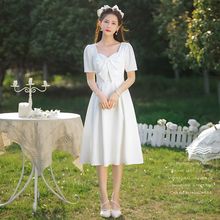 结婚登记照小礼服日常轻奢小个子法式白裙连衣裙女平时可穿