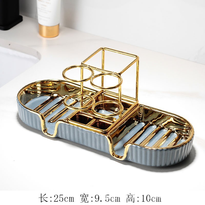 Wholesale Light Luxury Toothbrush Rack Bathroom Punch-Free Tooth Glass Suit Tooth Cup Tooth Mug Multifunctional Storage