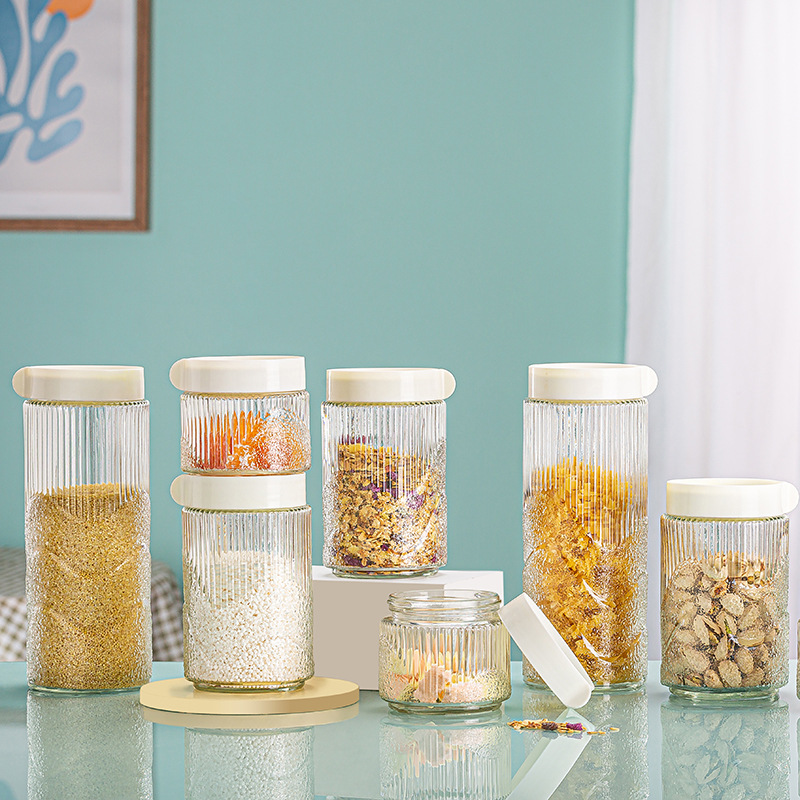 Snack Dry Goods Moisture-Proof Storage Glass Sealed Can Food Crisper Kitchen Cereals Storage Jar Wholesale