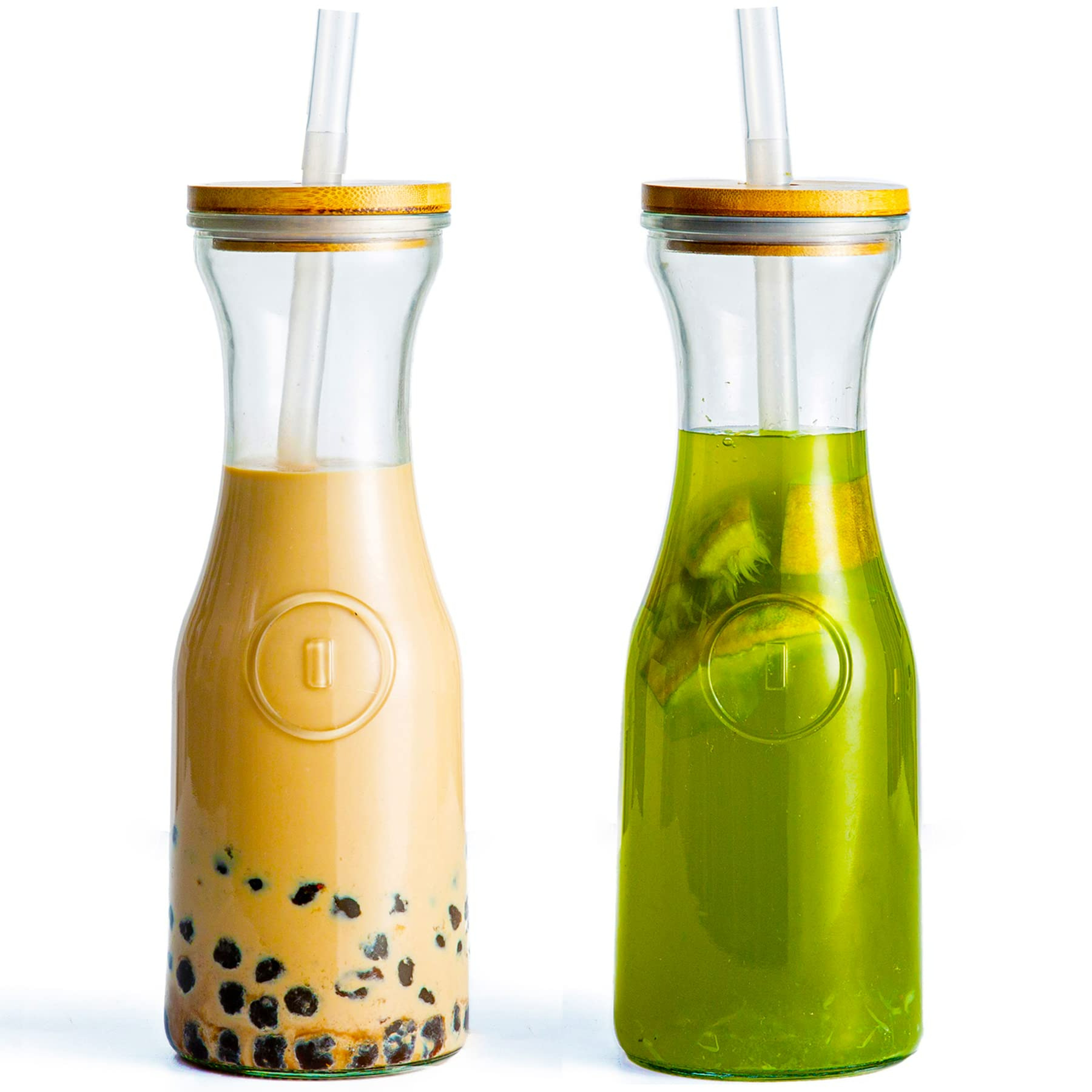 亚马逊跨境大容量果汁瓶饮料瓶玻璃一字奶瓶晶白料牛奶瓶奶燕麦杯