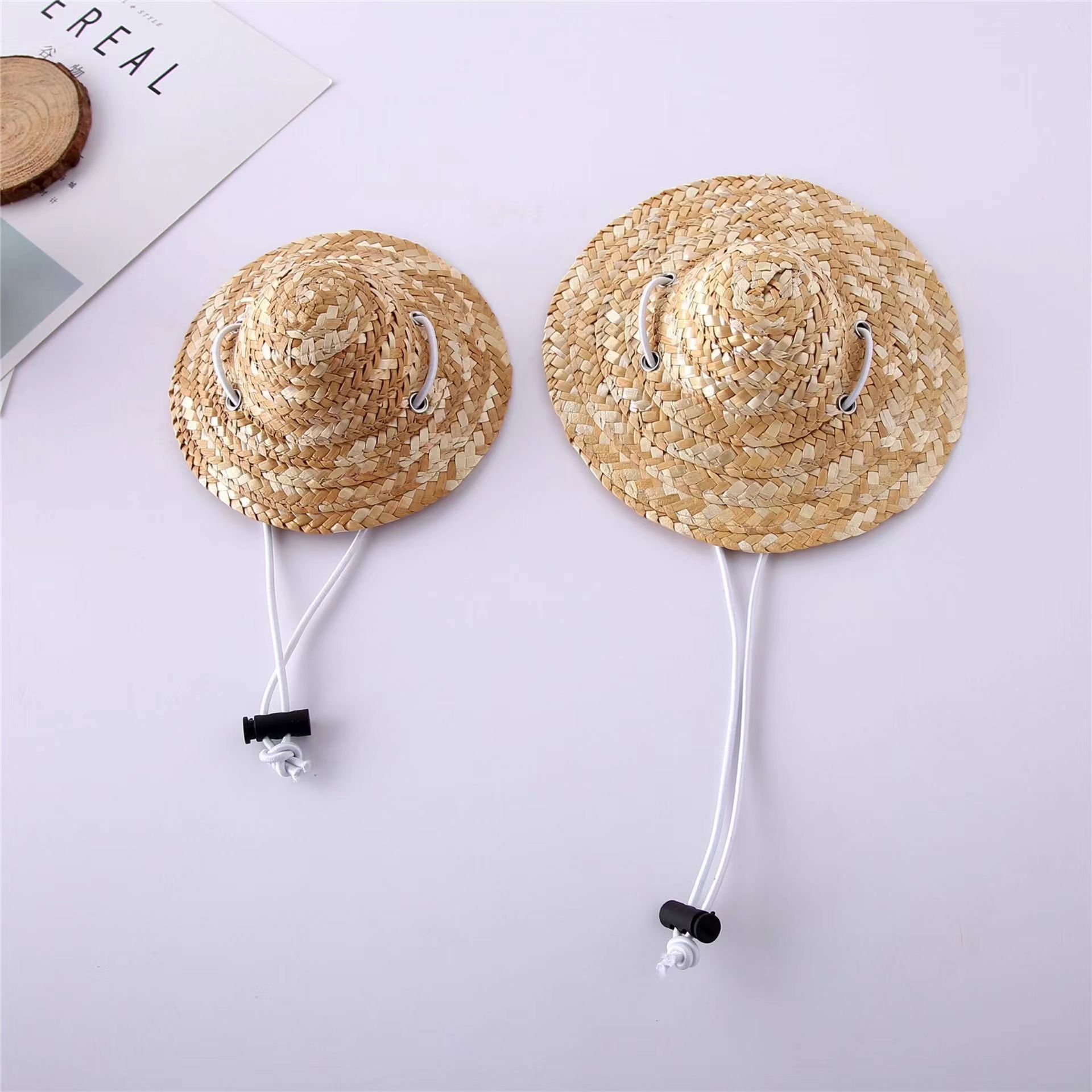 Cross-Border Pet Woven Straw Hat Spring and Summer Sun-Proof Farmer and Cat Straw Hat Teddy Dog Decoration Pet Cat Supplies Wholesale