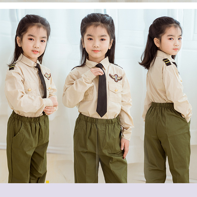 儿童军装海陆军演出服男女童水手服警察升旗手红军大合唱表演服装