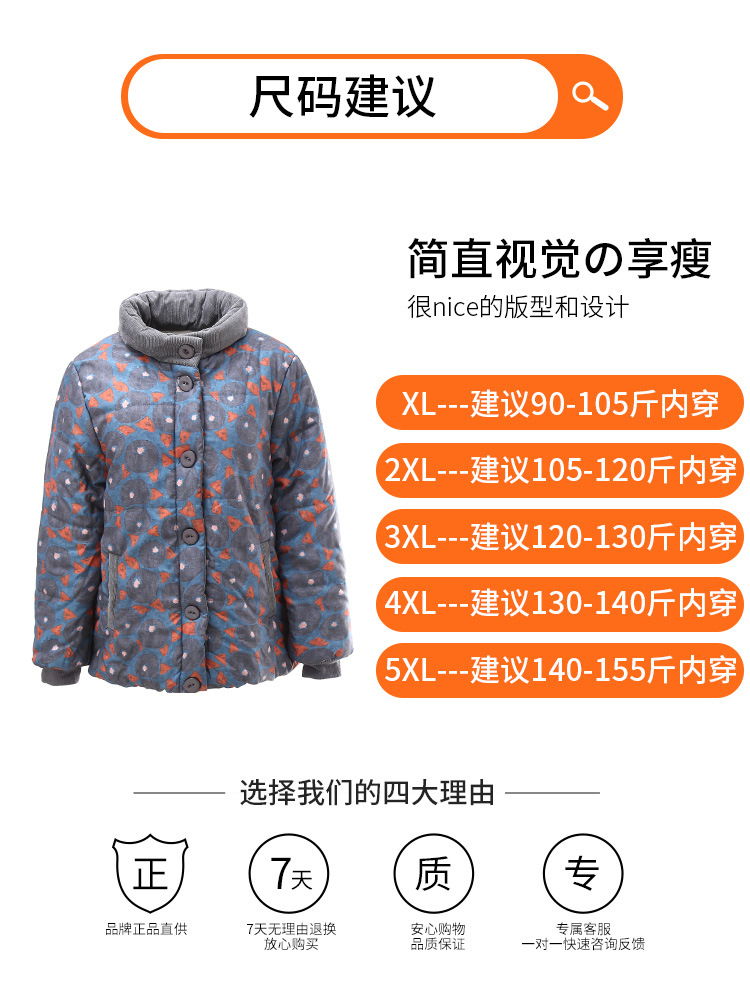 New Mother Fashionable Fleece-Lined Thickened Cotton-Padded Clothes for Middle-Aged Women Autumn and Winter Short Cotton-Padded Jacket Middle-Aged and Elderly Cotton Coat Jacket