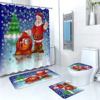 3D Digital printing new pattern Christmas Polyester fiber Shower Curtains closestool Mat door mat Four piece suit waterproof Shower Curtains Shower curtain