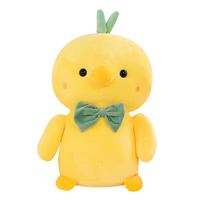 Cross-Border Yellow Chicken Plush Toy Creative Cartoon Bow Tie Cute Soft Doll Cute Little Chicken Pillow Wholesale