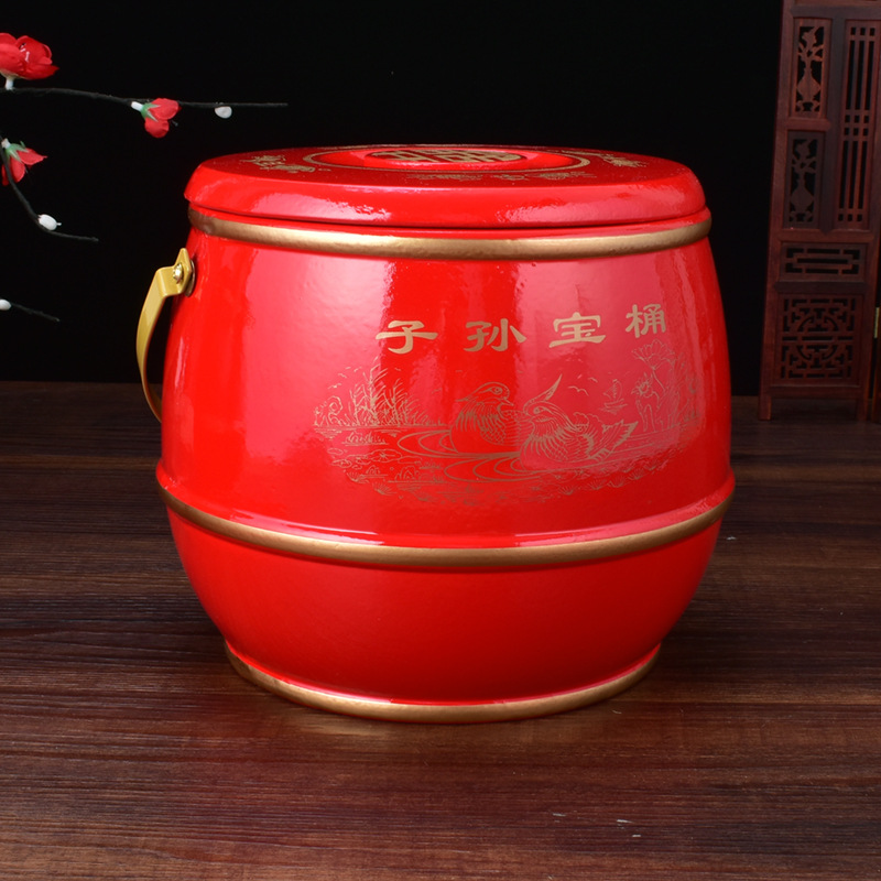 Spot Wedding Children's Bucket Large Red Wooden Children's Bucket Wedding Factory Supplies Cornucopia Decoration Wholesale