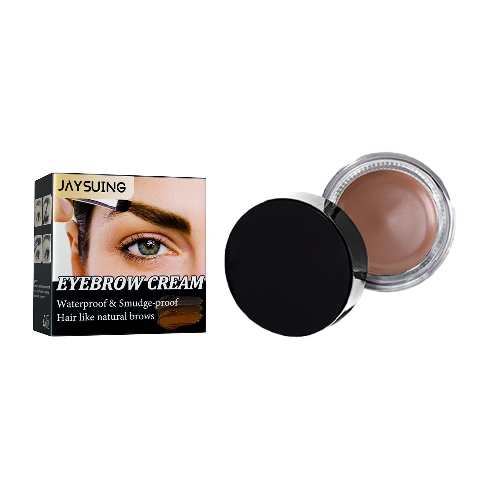 Jaysuing Brow Cream Not Smudge Non-Decolorizing Waterproof Quick-Drying Smooth Create Three-Dimensional Natural Eyebrow Brow Cream