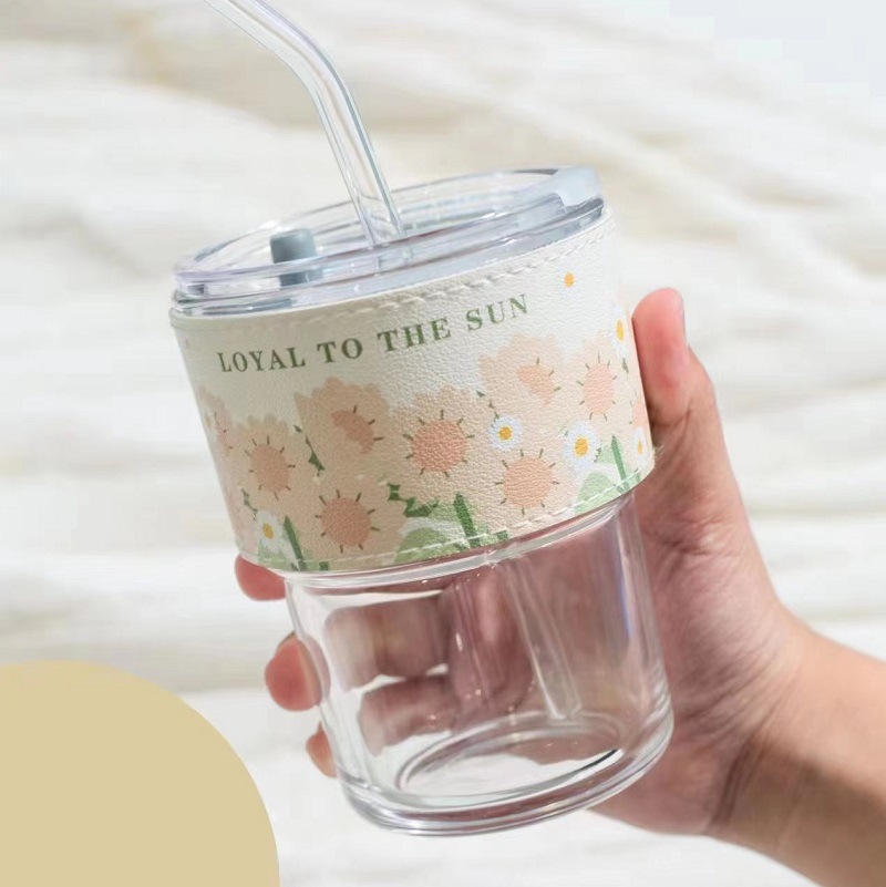 Glass Cup with Straw