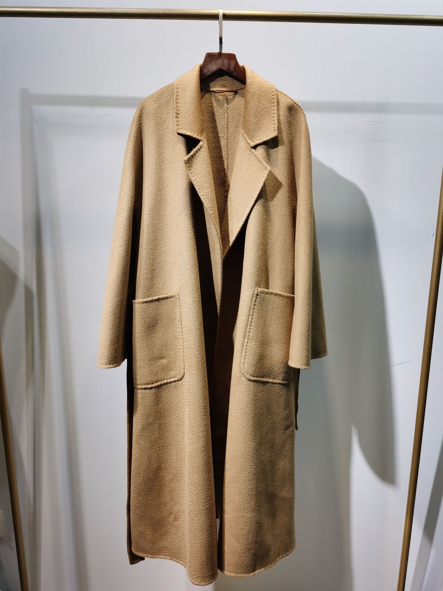 21秋冬新款 20羊绒80羊毛 8色 双面呢水波纹大衣 sml 不退不换