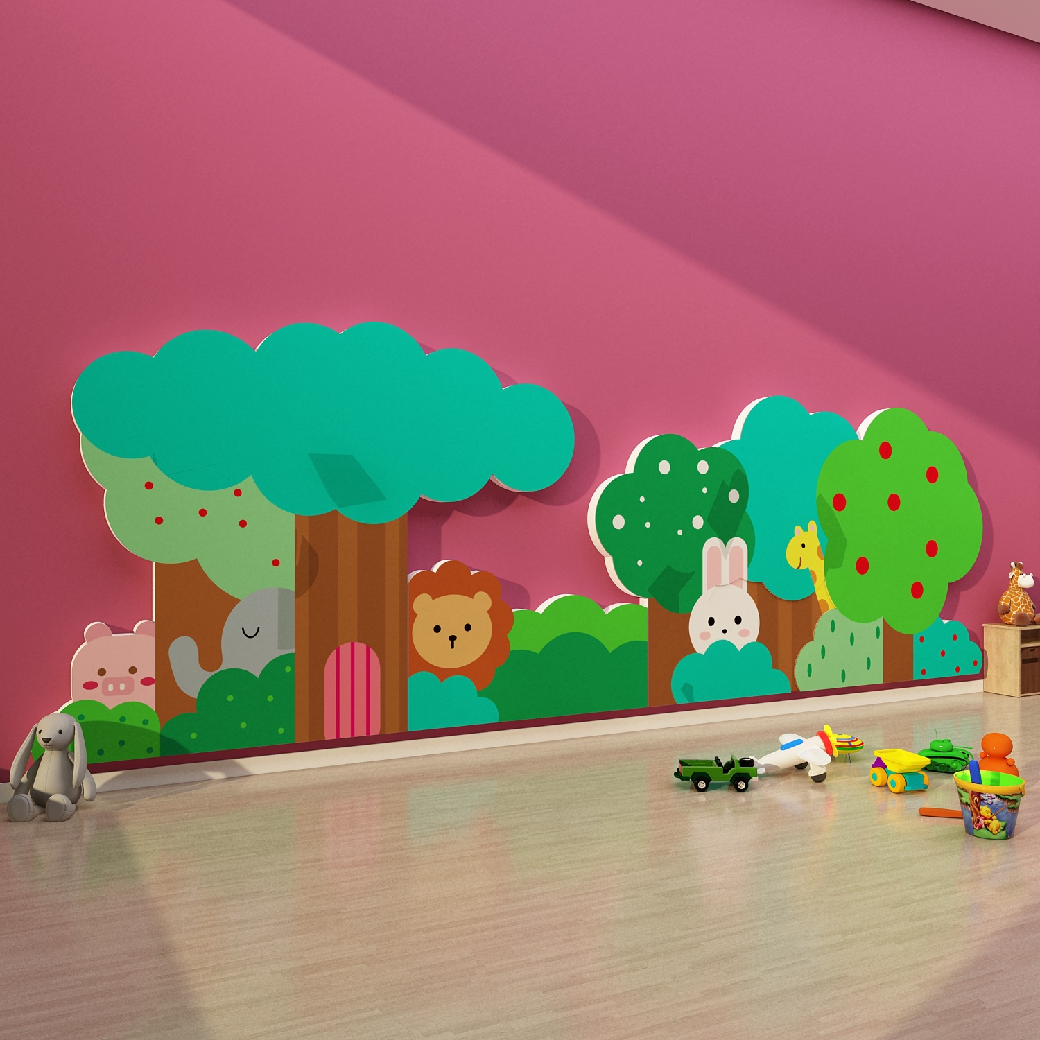 幼儿园森系环创设主题文化墙面装饰成品踢脚腰线贴纸环境布置材料