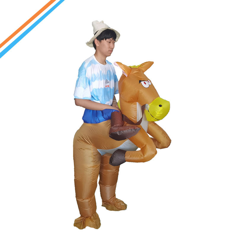 成人西部牛仔马充气服装卡通人偶服大尾马充气服装厂家直出