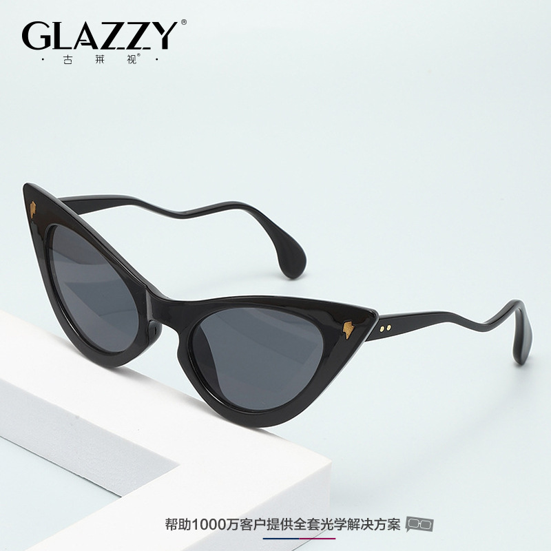 派对猫眼太阳镜女 复古个性跨境豹纹墨镜拍照玳瑁道具太阳眼镜