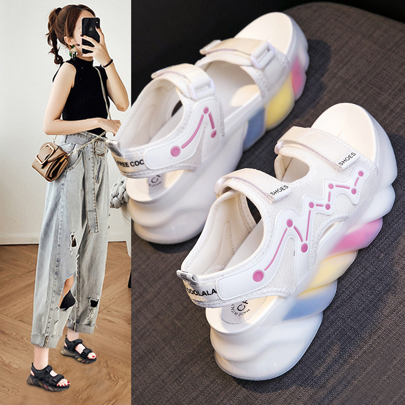 运动凉鞋女2021年新款夏网红外穿百搭厚底舒适软底老爹ins潮