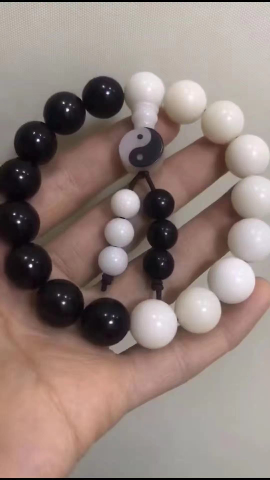 白菩提根黑檀木道教太极八卦混元珠手串个性阴阳鱼手机链挂绳男女