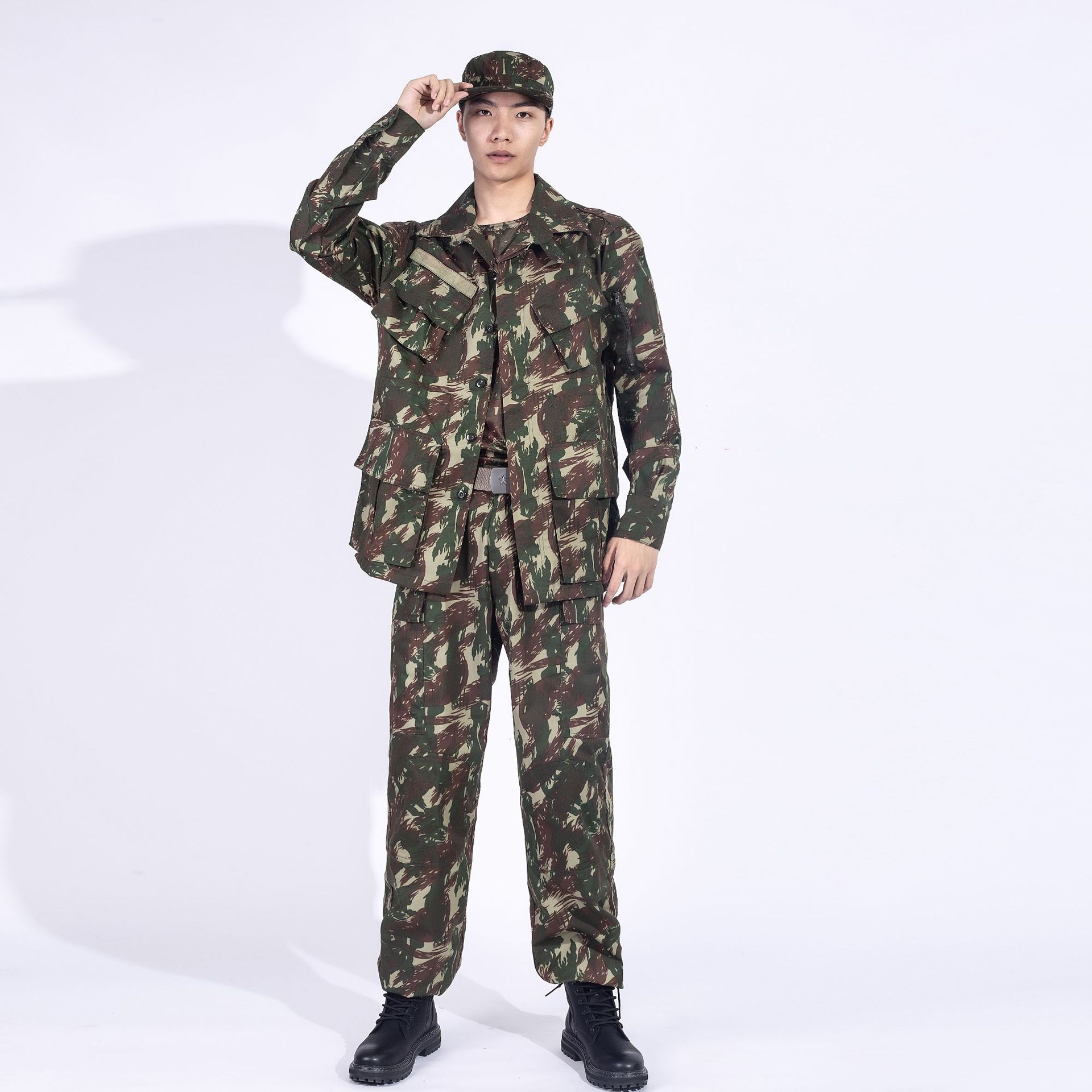【军迷户外劳保】迷彩服四件套装上衣裤子帽子t恤不褪色不起球