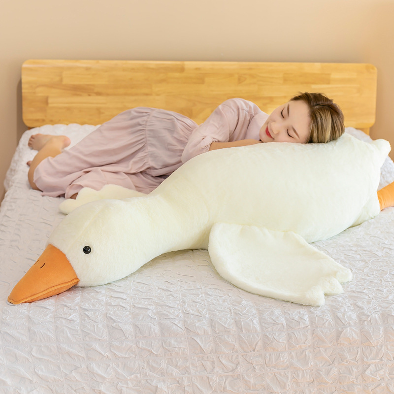 Internet Celebrity Sand Carving Duck Big White Geese Plush Toy Doll Dehaired Angora Big White Geese Long Sleeping Pillow Birthday Gift