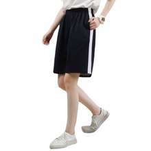 儿童校裤男女一条杠短裤藏蓝色运动宽白边夏季初中学生校服裤子