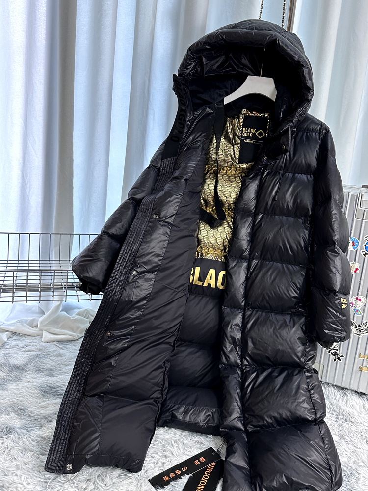 Real Goose down! 2023 Winter New Product Men's and Women's Same Popular Heavy Black Gold Thickened Light Luxury Mid-Length down Jacket