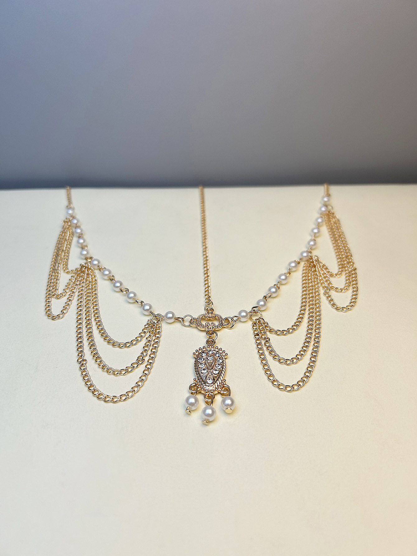 欧美新款饰品复古头饰时尚珍珠水钻流苏气质发带发饰头链-阿里巴巴