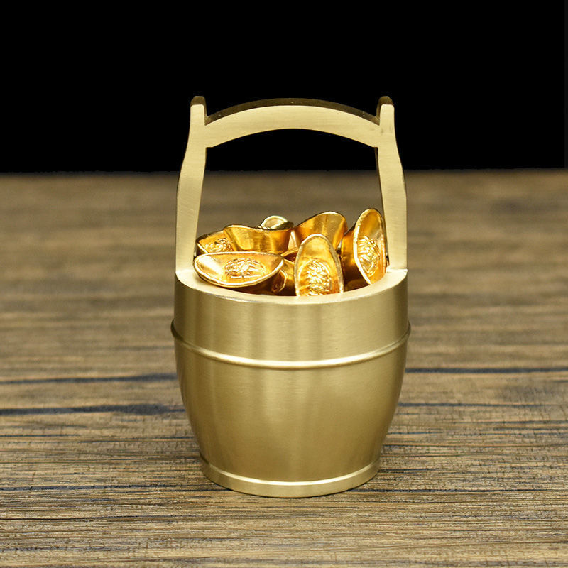 纯铜一桶金摆件小水桶黄铜存钱罐烟火缸网红客厅装饰品桌面小摆件