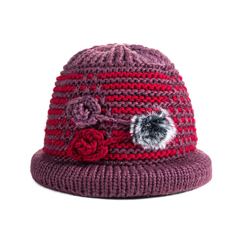 80岁毛线加老太太帽老太太太保暖冬老人60帽子绒秋冬婆婆70毛线帽