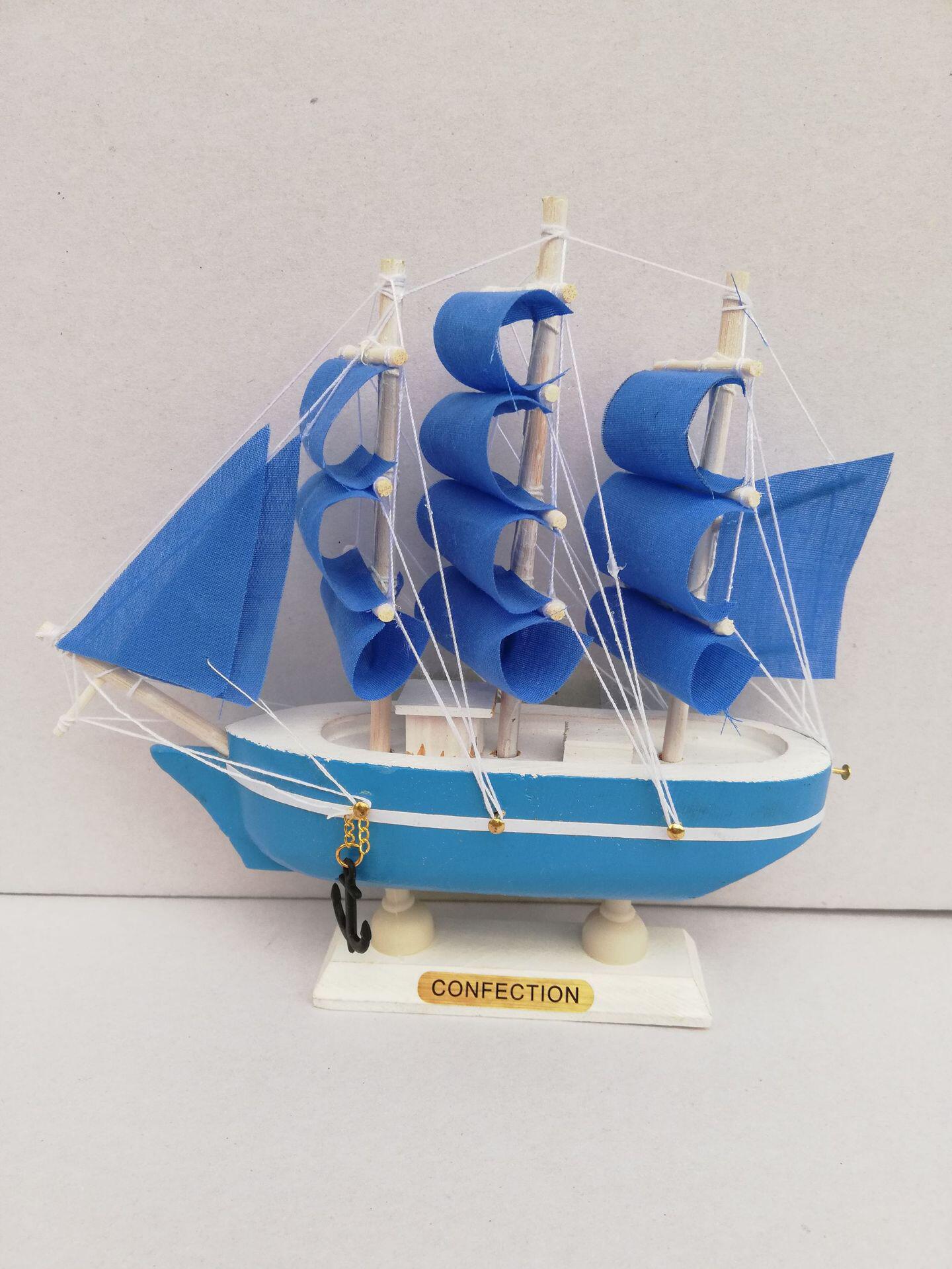 厂家批发 16cm公分木质帆船 帆船模型 蛋糕装饰摆件 家居工艺品